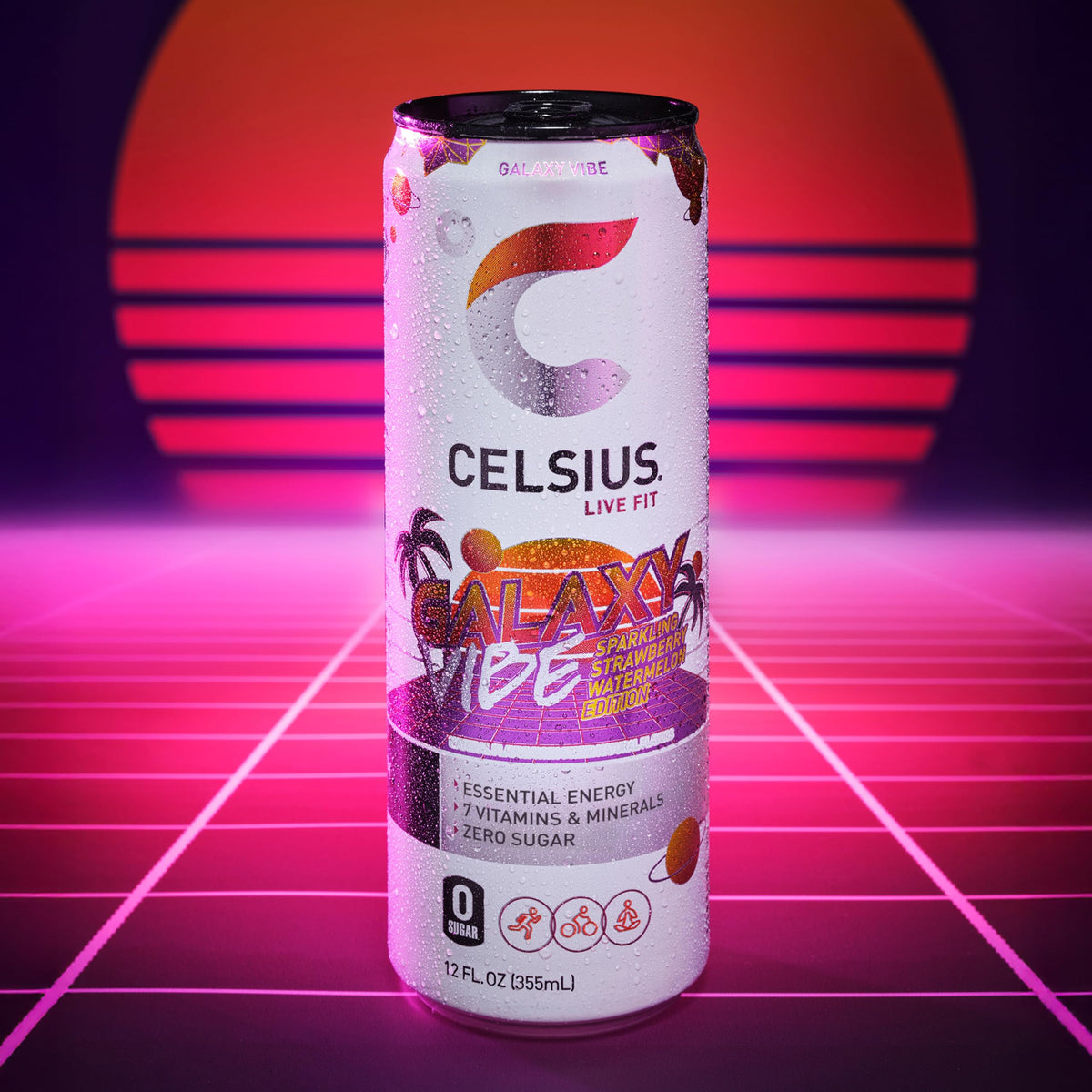 CELSIUS Galaxy Vibe space-themed can design inspiring motivation.