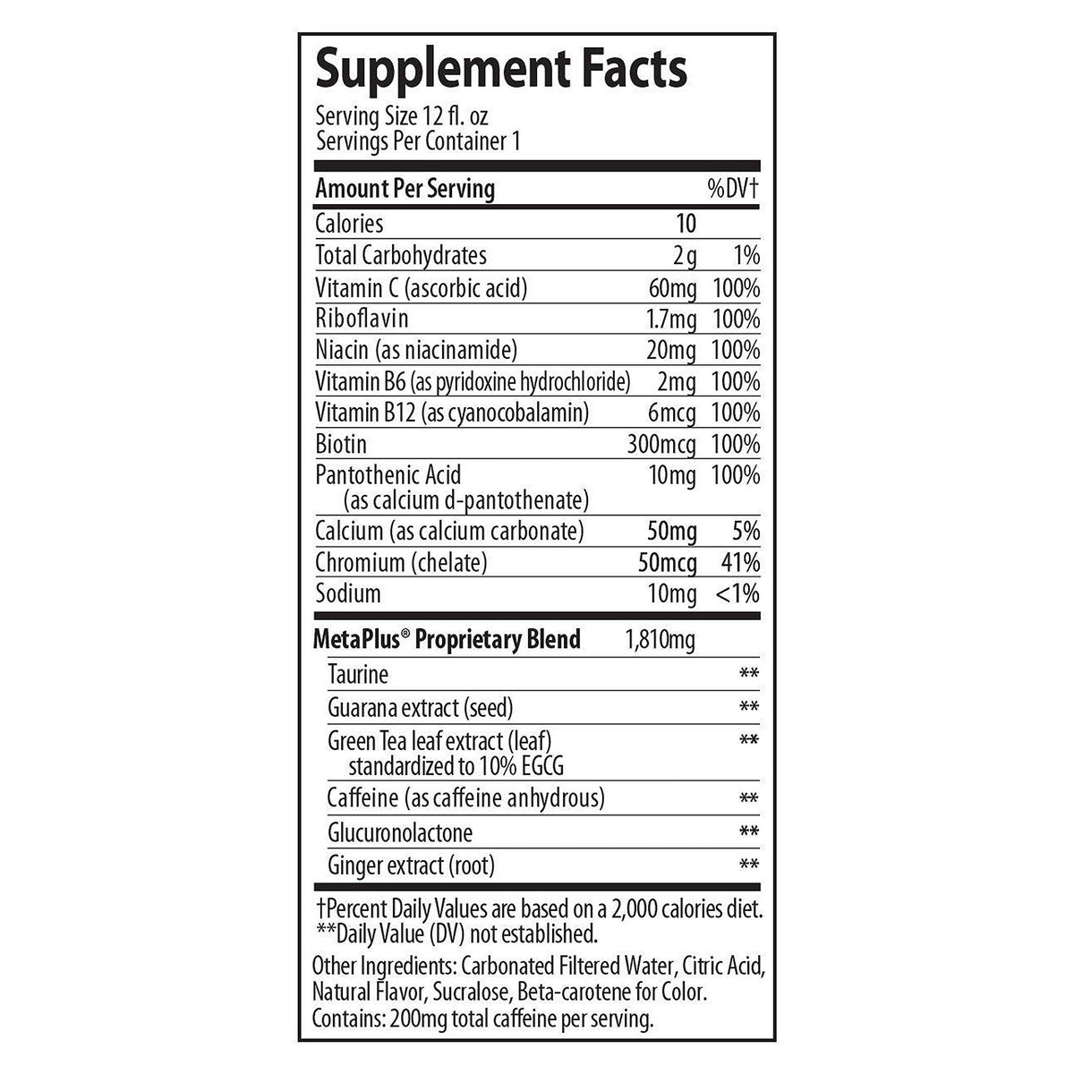Celsius bottle display highlighting green tea extract EGCG