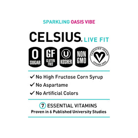 CELSIUS Oasis Vibe glass pour presents prickly pear lime flavor in action