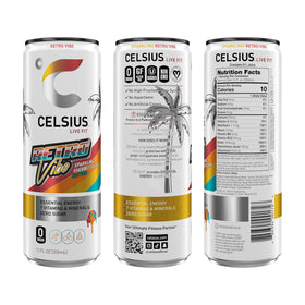 CELSIUS Retro Vibe Sparkling Sherbet Slush cans pack offers sugar-free energy for workouts and busy days