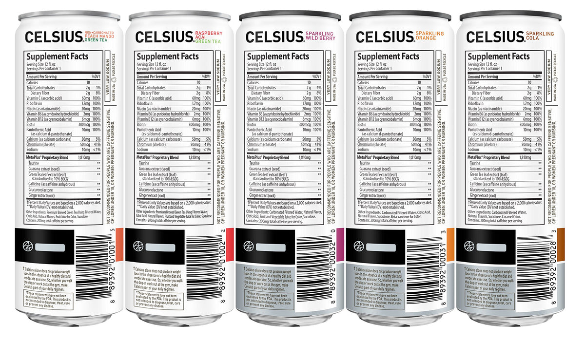 Celsius slim-can zero sugar badge for clean energy