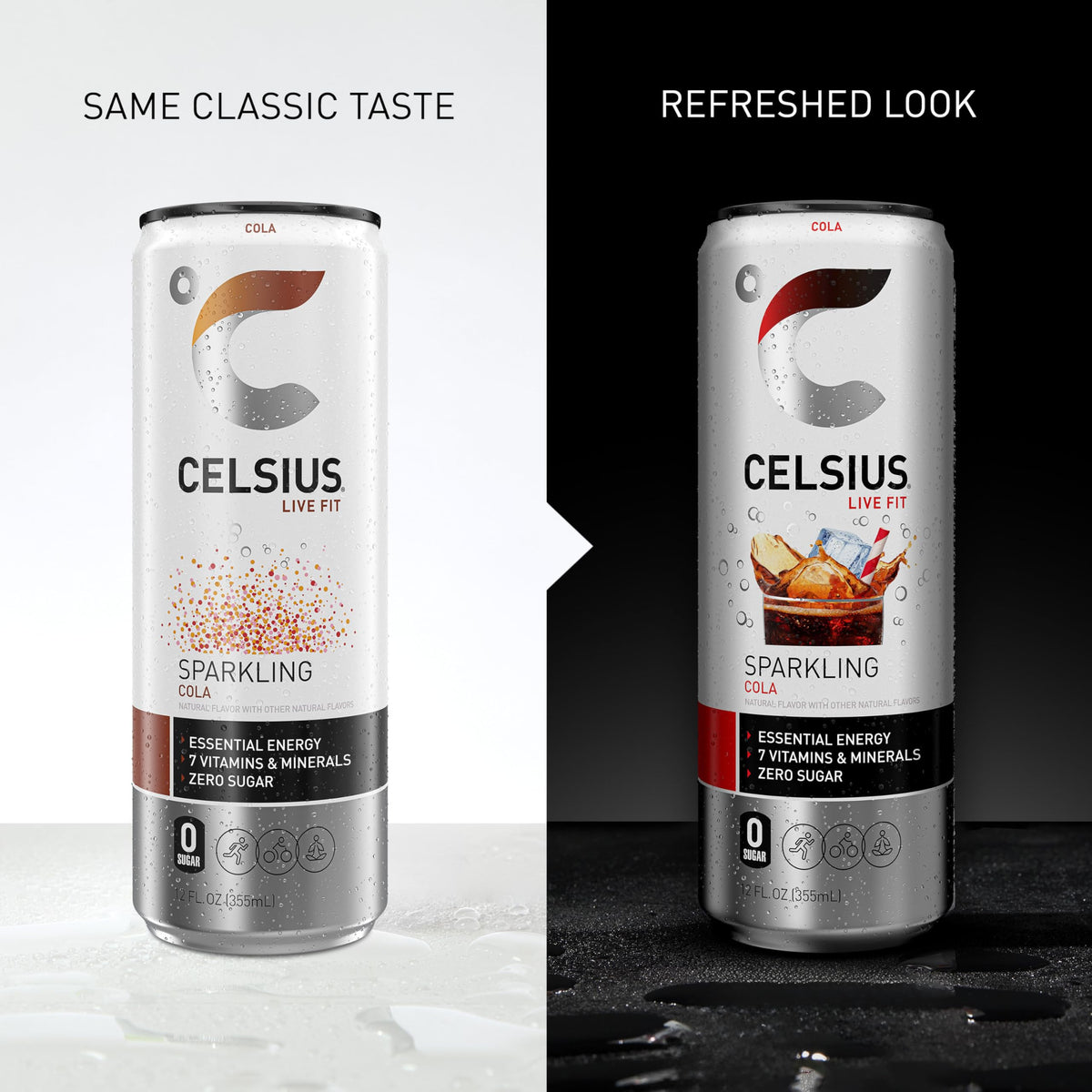 CELSIUS Sparkling Cola lifestyle shot with active individuals enjoying a boost.
