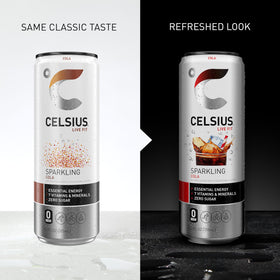 CELSIUS Sparkling Cola lifestyle shot with active individuals enjoying a boost.