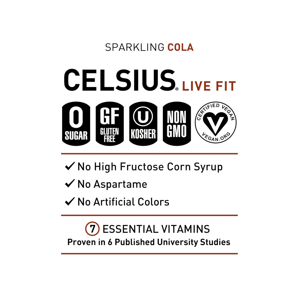 CELSIUS Sparkling Cola close-up fizz, refreshing flavor and balanced energy.