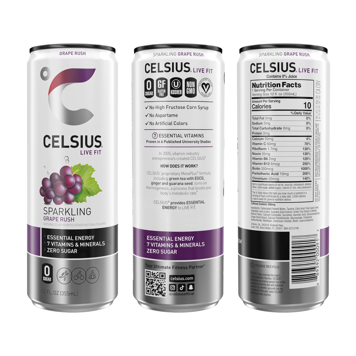 Celsius Sparkling Grape Rush can ready to refresh during workouts.