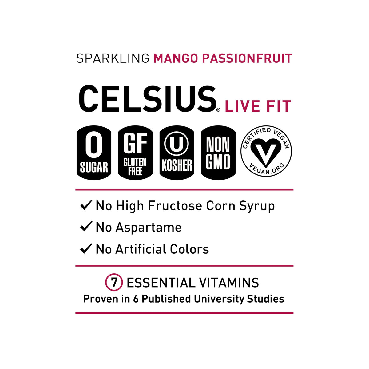 Glass with poured drink evokes tropical mango passionfruit aroma and refreshing fizz