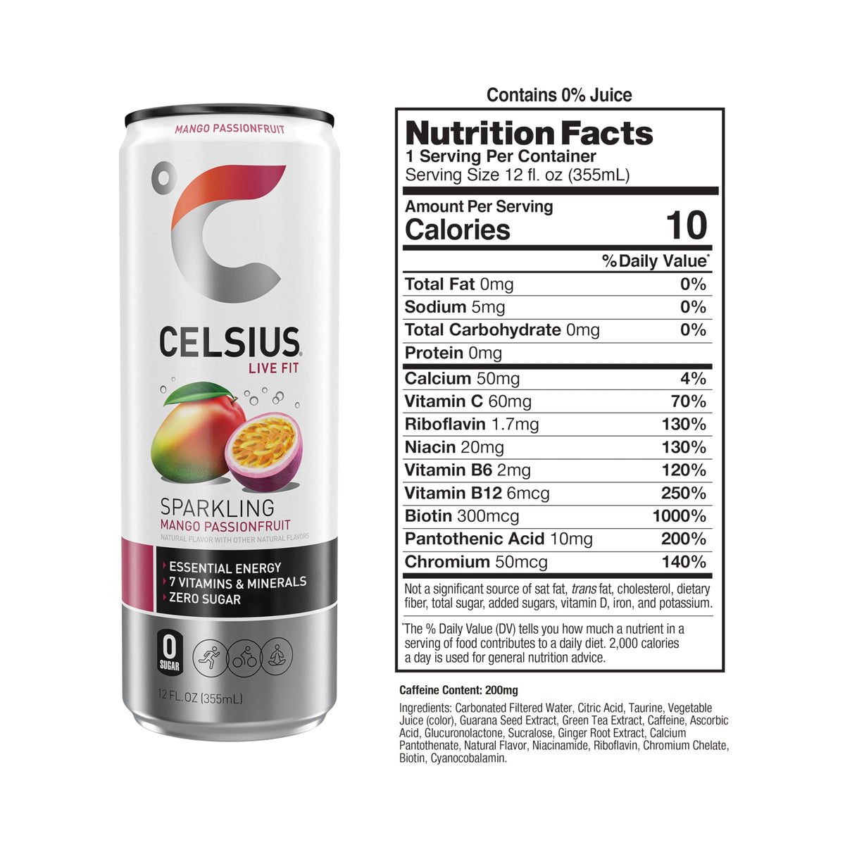 Ingredients panel close-up highlights EGCG green tea and guarana for sustained alertness