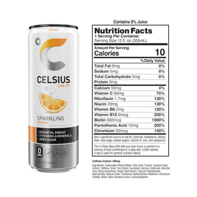 CELSIUS Sparkling Orange enjoyed during workouts supports quick energy and focus.