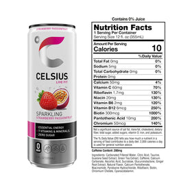 Celsius Sparkling Strawberry Passionfruit side view, convenient on the go