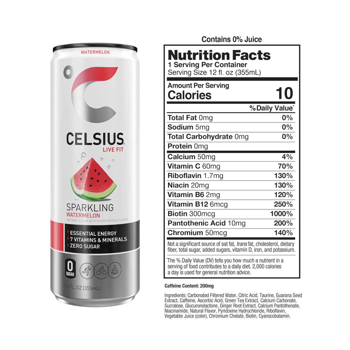 Celsius Sparkling Watermelon can in gym bag ready to go.