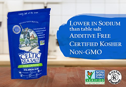 Celtic Sea Salt fine ground bag pour for cooking and table use.