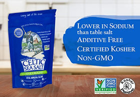 Celtic Sea Salt fine ground bag pour for cooking and table use.