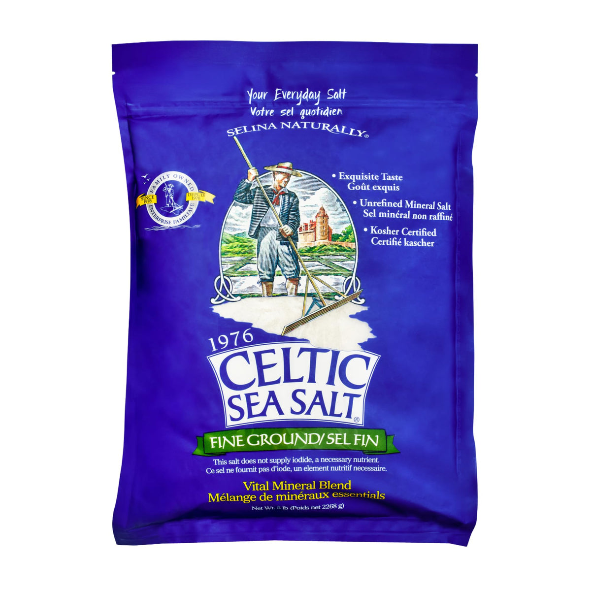 Celtic Sea Salt Fine Ground bag ready for everyday cooking.