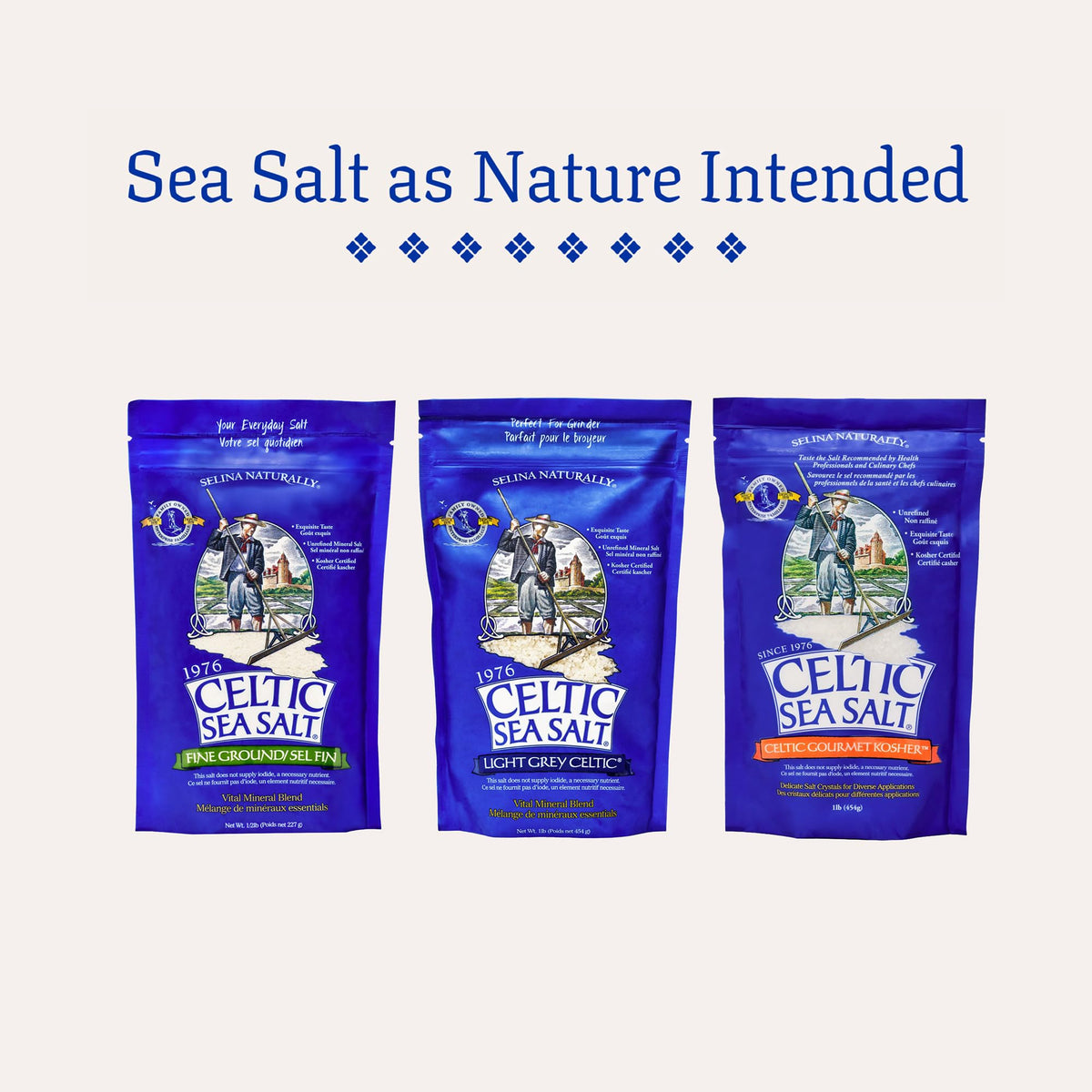 Celtic Sea Salt fine ground texture suits broths, sauces, and marinades.