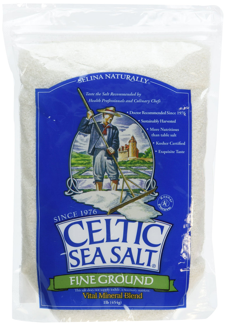 Celtic Sea Salt Fine Ground Pouch for everyday seasoning and cooking