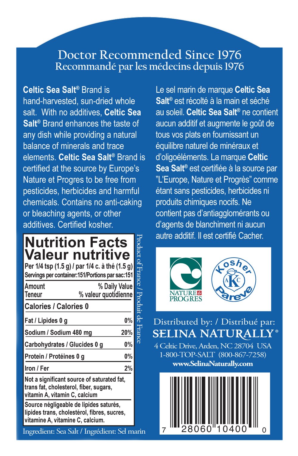 Celtic Sea Salt Light Grey crystals in bottle, sustainably harvested flavor enhancer