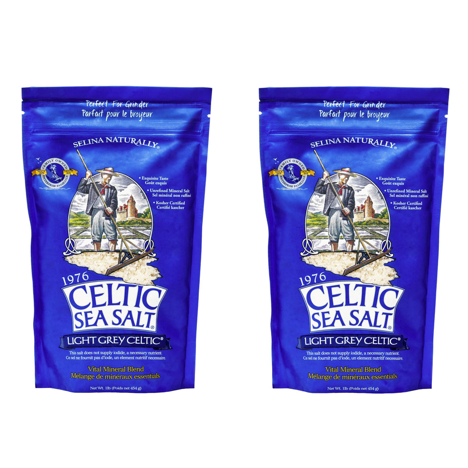 Celtic Sea Salt Light Grey Coarse bottle close-up showing mineral-rich crystals for flavor