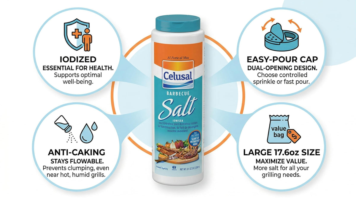 Celusal barbecue salt crunchy crystals boost flavor without overpowering