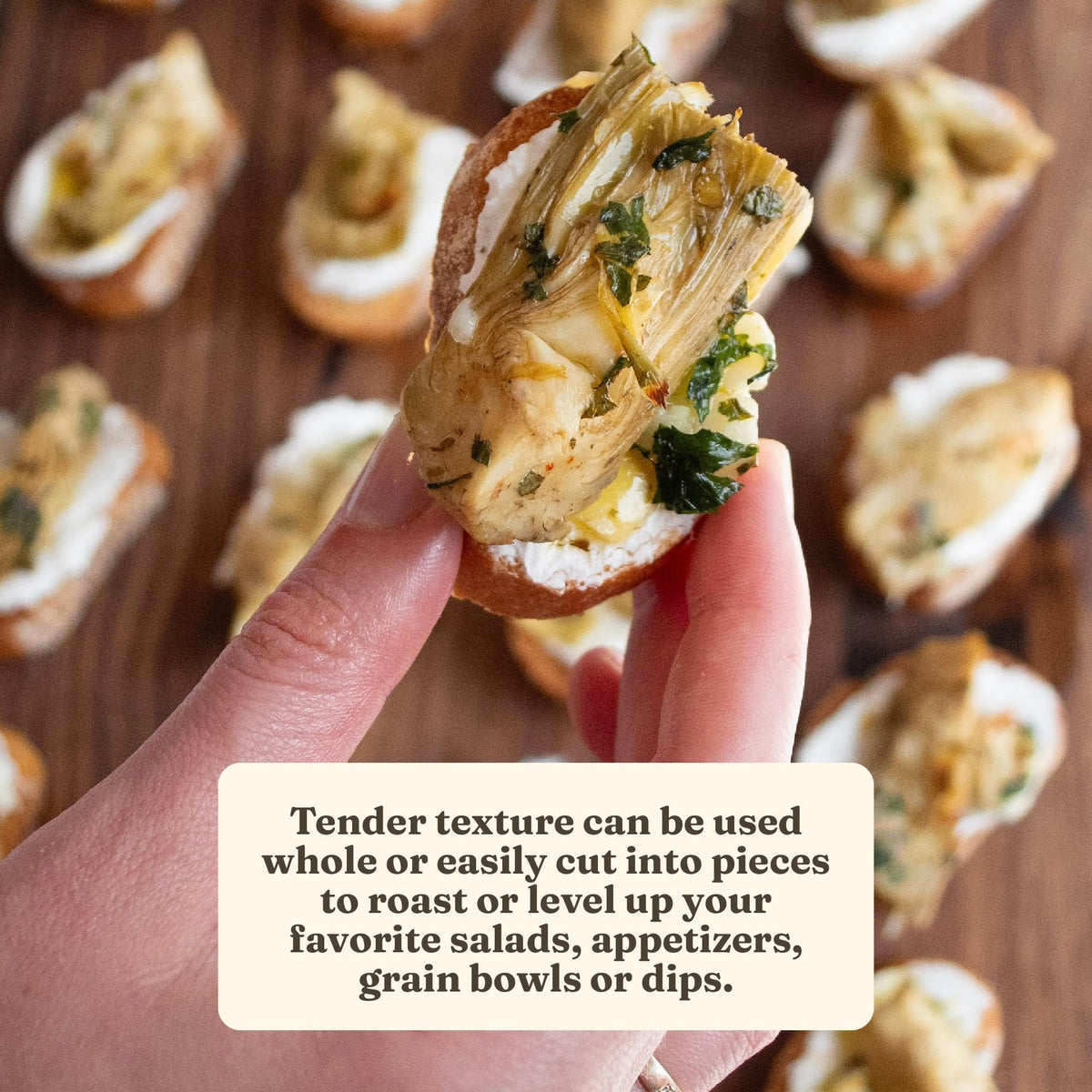 Cento artichoke hearts in brine enhances charcuterie boards with texture and flavor.