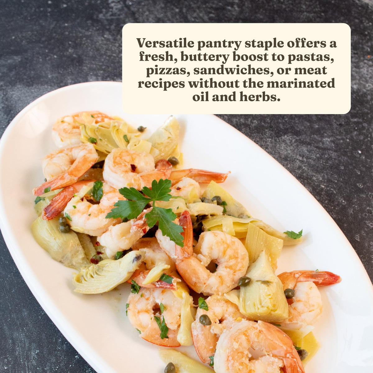 Cento artichoke hearts in brine as a dish-ready salad topper and antipasto option.