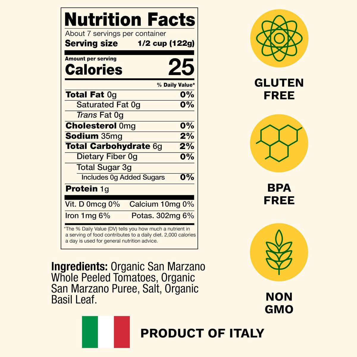 Cento Organic San Marzano tomatoes grown in Italy for premium flavor.