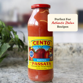 Cento Rustica Passata kitchen scene evokes authentic Italian flavor for everyday recipes.