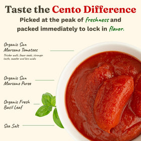 Cento San Marzano thick puree with basil, ideal sauce base.