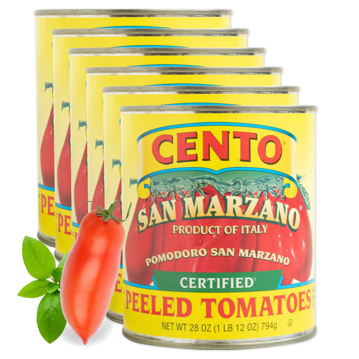 Cento San Marzano whole peeled tomatoes; ideal for pasta sauces.
