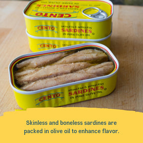 Cento sardines in olive oil serving-ready for salads