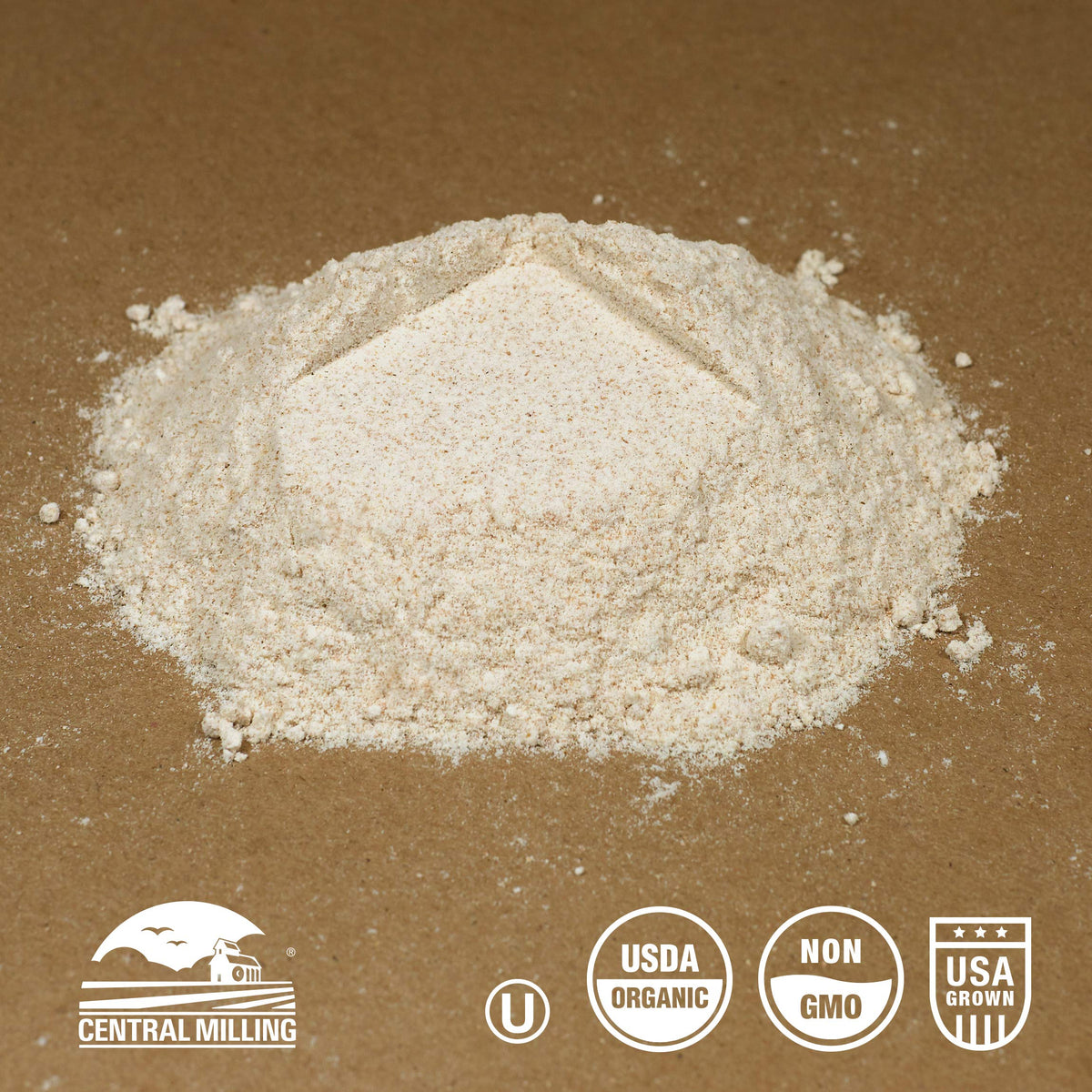 CENTRAL MILLING flour in a bowl ready for sourdough and whole-wheat baking