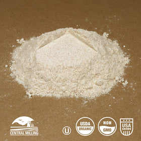 CENTRAL MILLING flour in a bowl ready for sourdough and whole-wheat baking