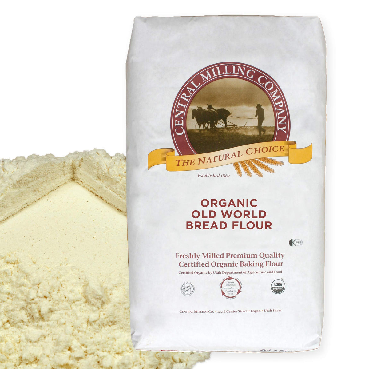 Central Milling organic artisan bread flour 25 lb bag for consistent crusts and aroma.