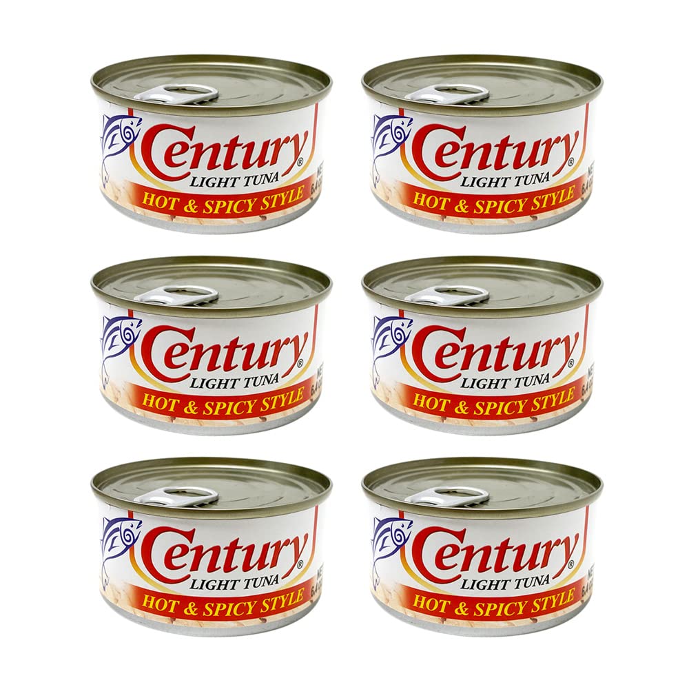 Century Tuna Hot & Spicy Flaked in Oil can front shows protein-rich ready-to-use tuna.
