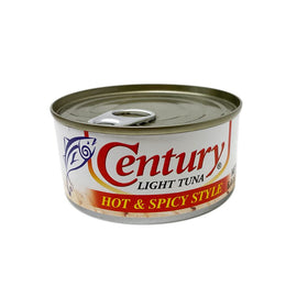 Century Tuna Hot & Spicy label closeup highlighting bold flavor for quick meals.