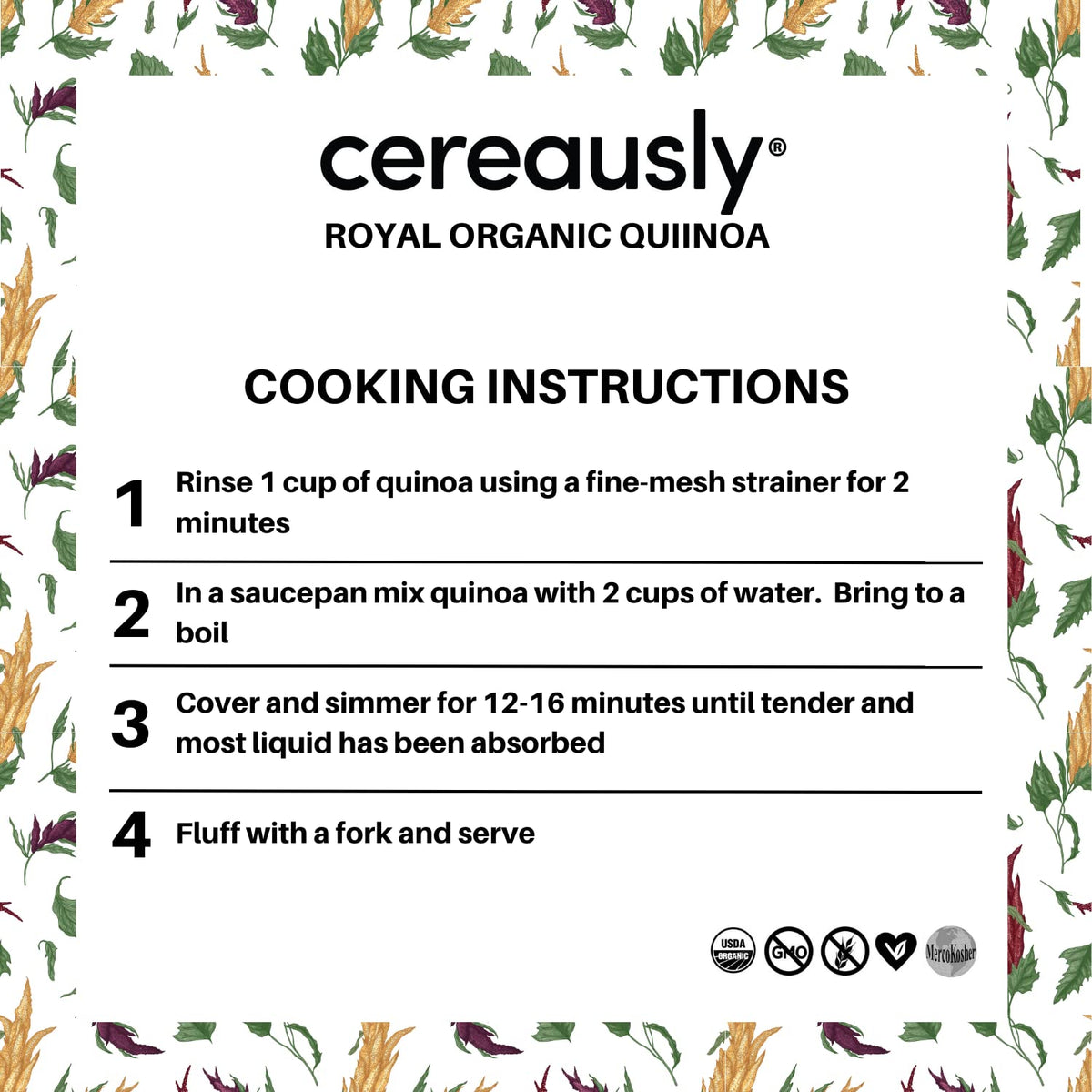 Cereausly 10lb bulk quinoa packaging suitable for medium kitchens.