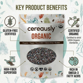 Cereausly chia seeds close-up texture for recipes.