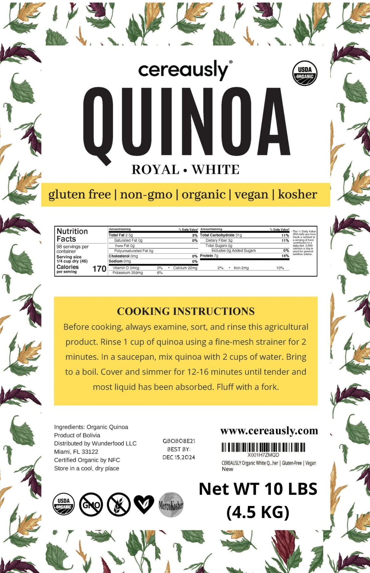 Cereausly cooked white quinoa plated with fluffy texture and light color.