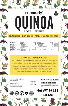 Cereausly cooked white quinoa plated with fluffy texture and light color.