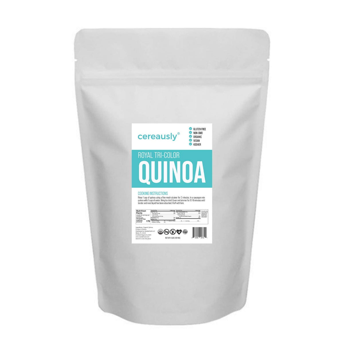 Cereausly Organic Royal Quinoa red bag, vibrant color for healthy meals