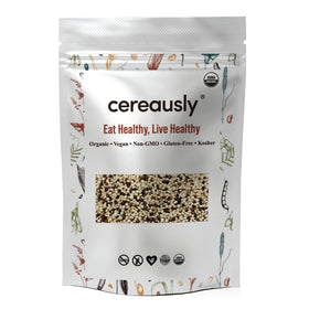 Cereausly Organic Royal Quinoa white bag, a protein-rich pantry staple