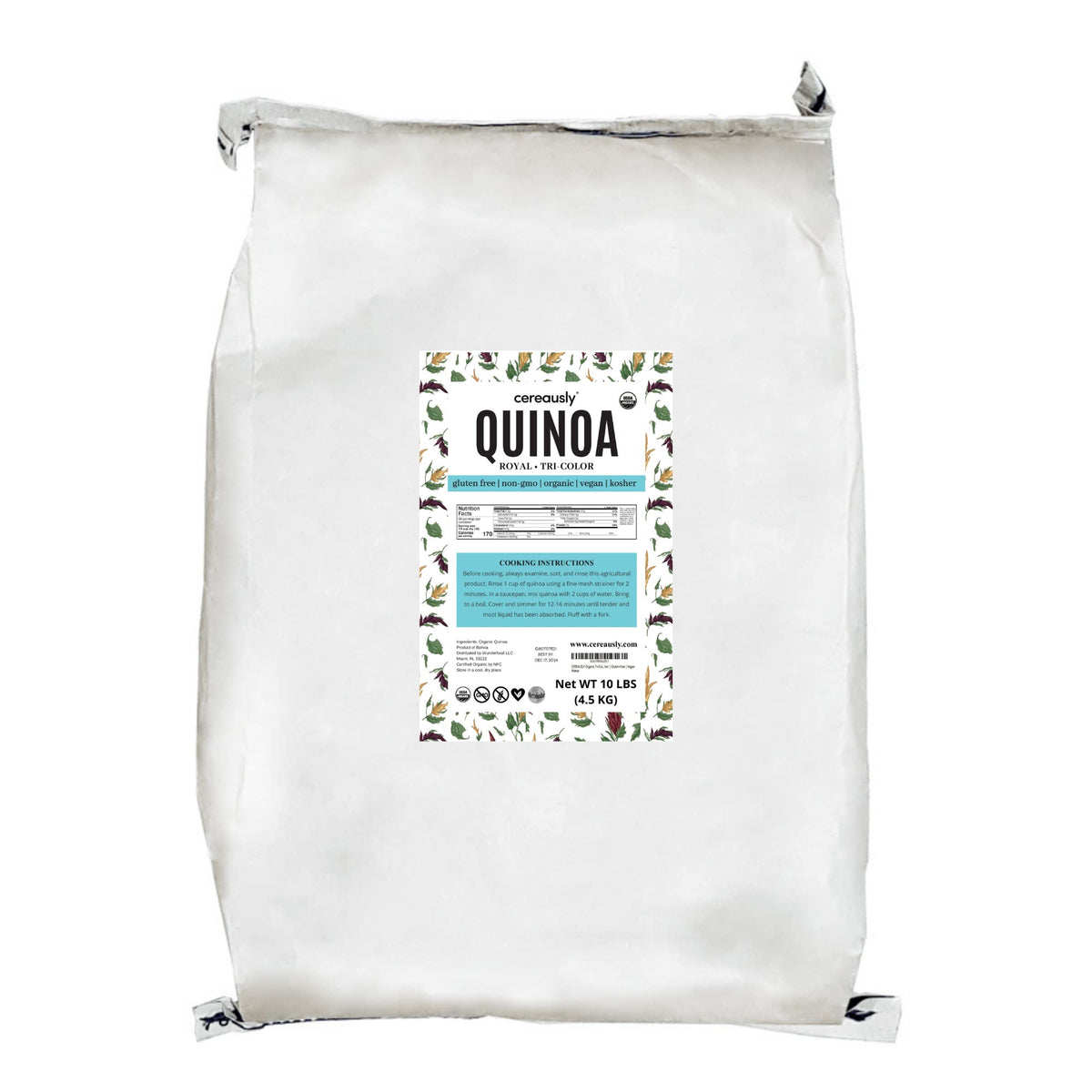 Cereausly organic tri-color quinoa bag for pantry staples and versatile meals