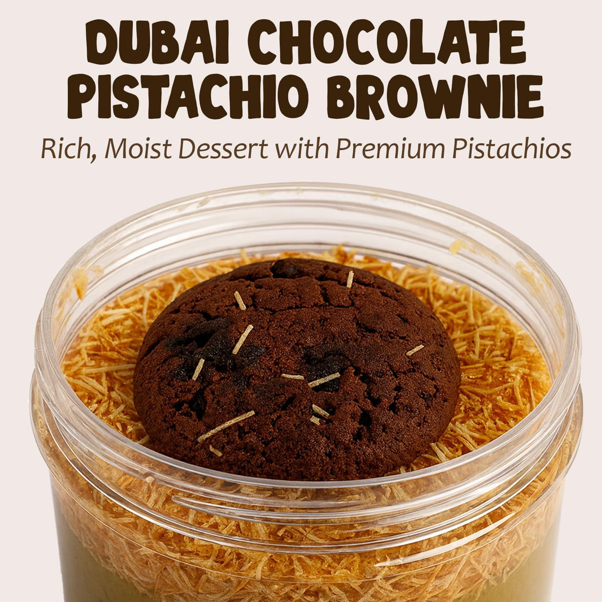 Ceres Gourmet dense moist brownie with pistachio filling for a fudgy, luxurious bite