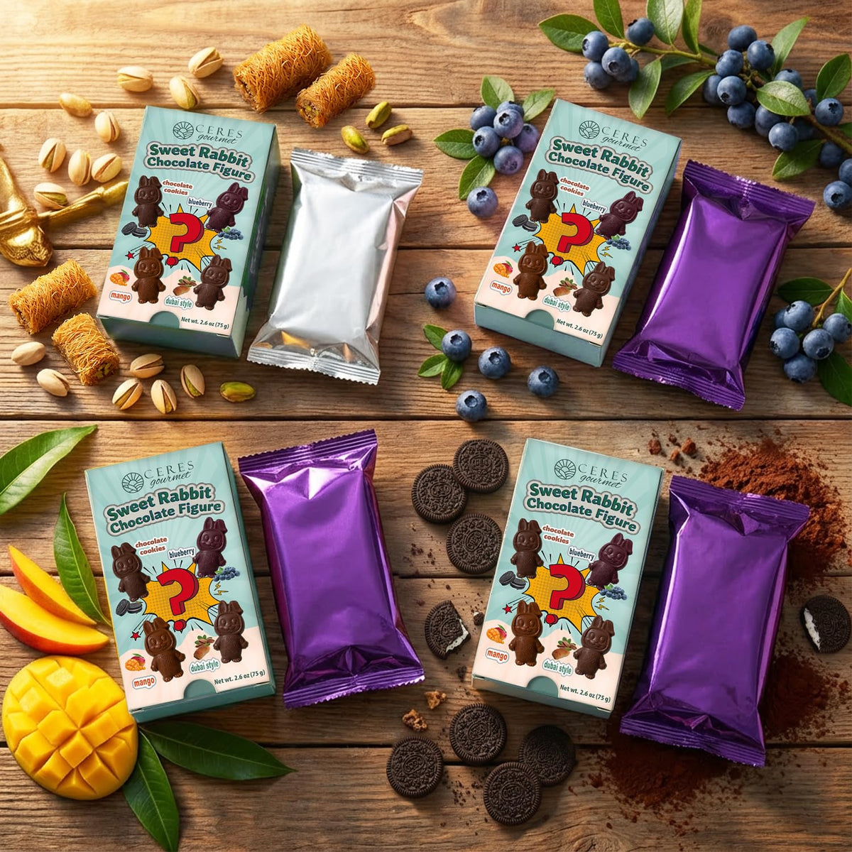 Ceres Gourmet Dubai chocolate bar Blueberry Bliss - fruity center for refreshing snacking