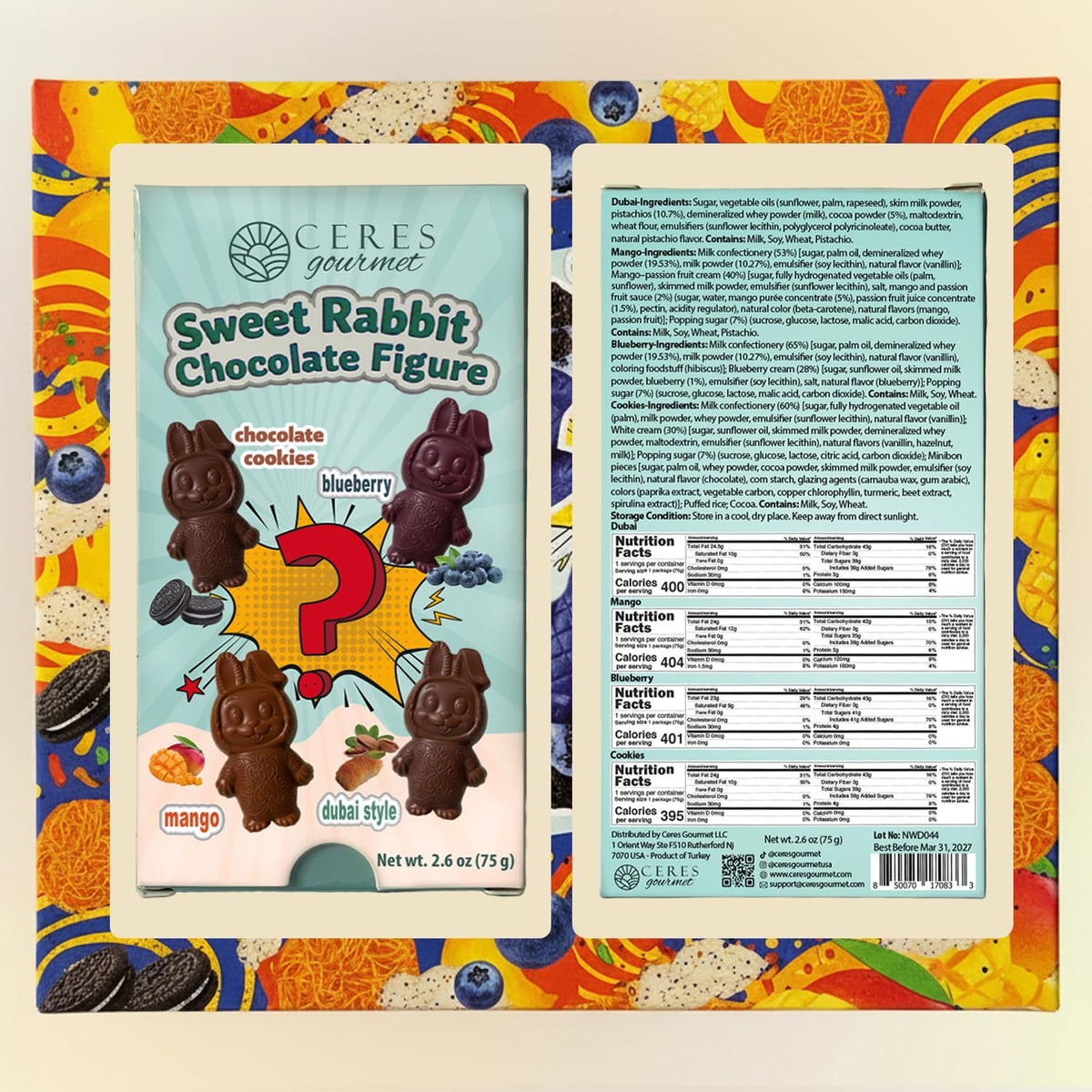 Ceres Gourmet Dubai chocolate bar Mango Delight - tropical filling enhances celebrations