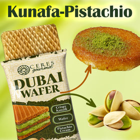 Ceres Gourmet Dubai Pistachio Wafer pistachio-chocolate wafer closeup