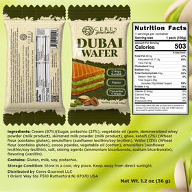Ceres Gourmet Dubai Pistachio Wafer six pieces ideal for gifting or gatherings