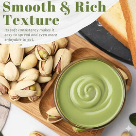 Ceres Gourmet pistachio cream breakfast toast scene suggests versatile spread.