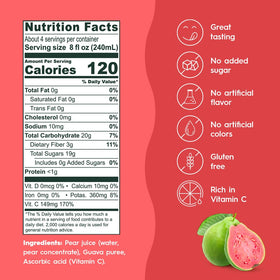 Ceres Guava Juice Blend label close-up highlighting Kosher certification and natural ingredients.