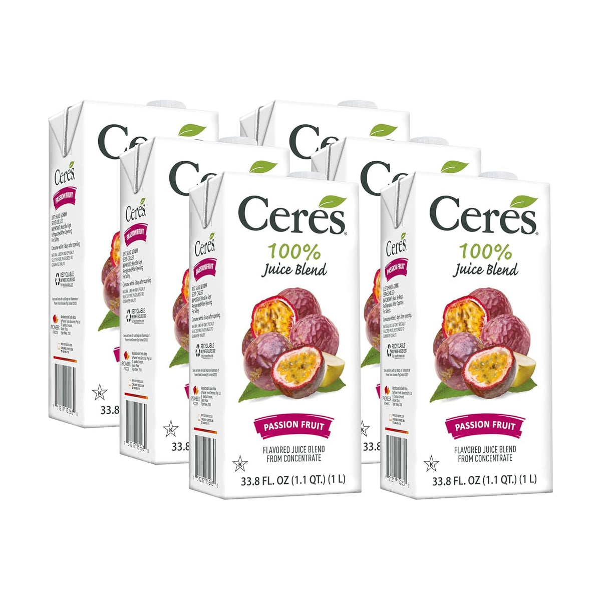Ceres Passion Fruit Juice bottle front, natural 100% juice for everyday refreshment