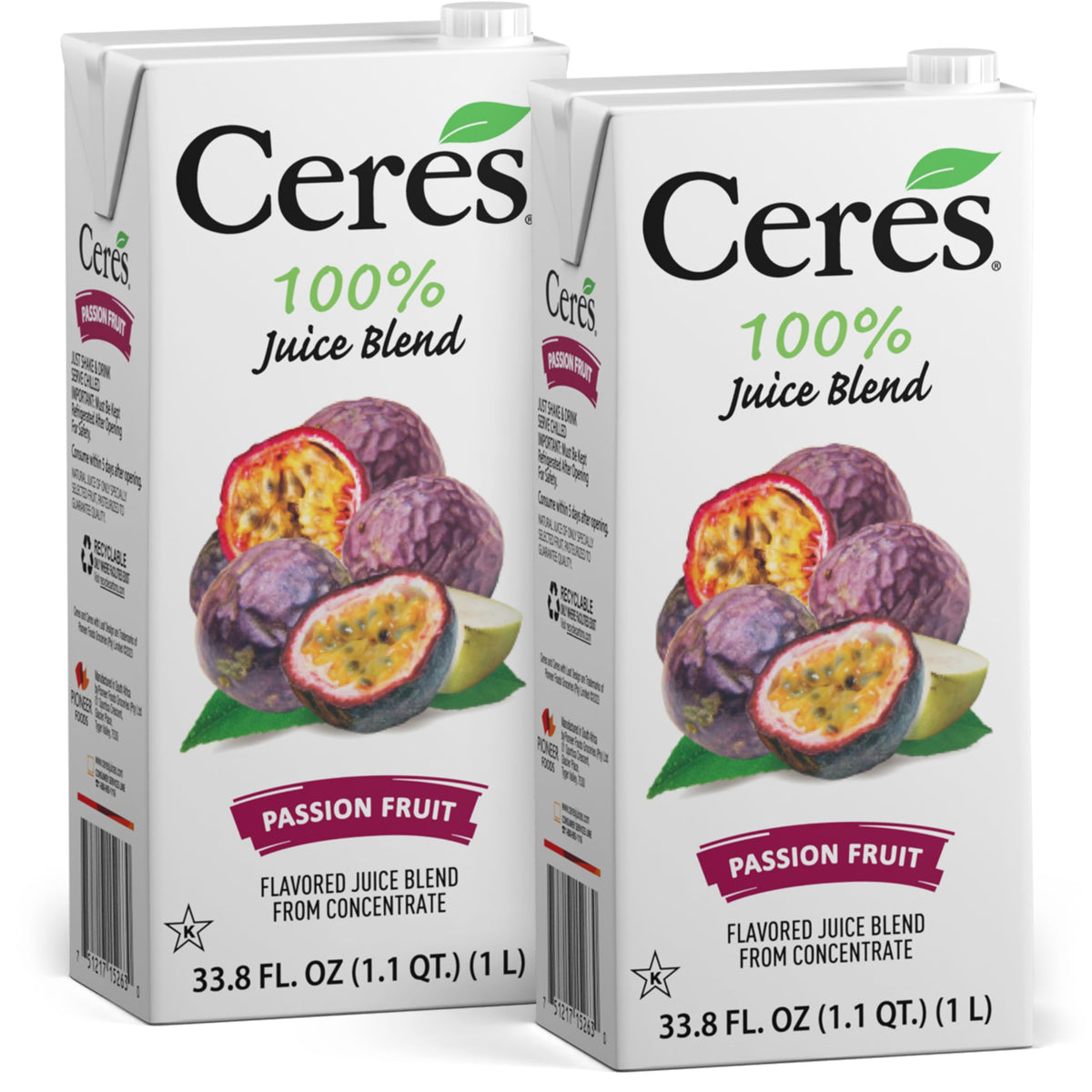 Ceres passion fruit juice bottle, ready for quick refreshment at home.